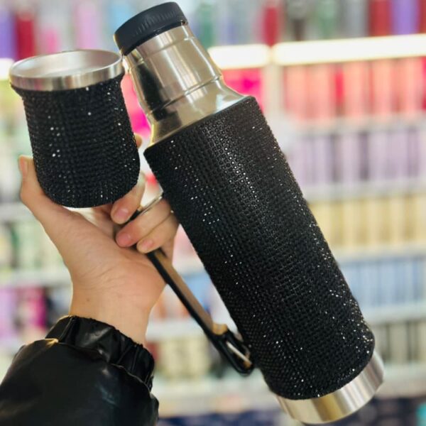 brillantge negro -Dúo Térmico Exclusivo Simil Stanley (Termo 1.2 L + Mate Brillante)