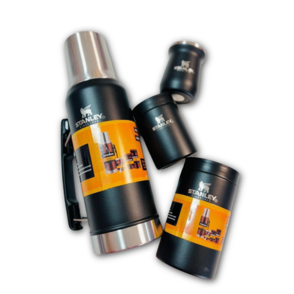 Dúo Térmico Exclusivo Simil Stanley Termo 1.2 L + Mate Brillante color Negro